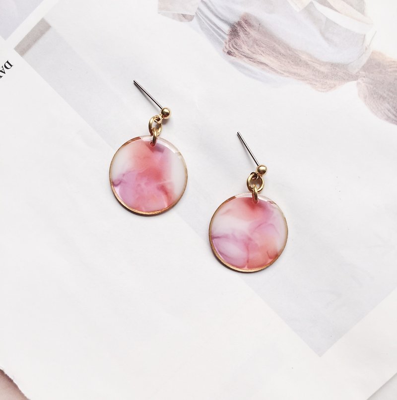 La Don - Round Brass - Warm Ears / Ear Clips - Earrings & Clip-ons - Acrylic Pink