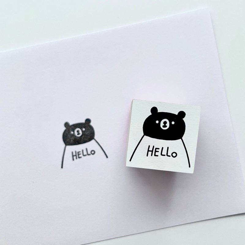 クマTシャツ　Hello - 印章/印台 - 橡膠 白色