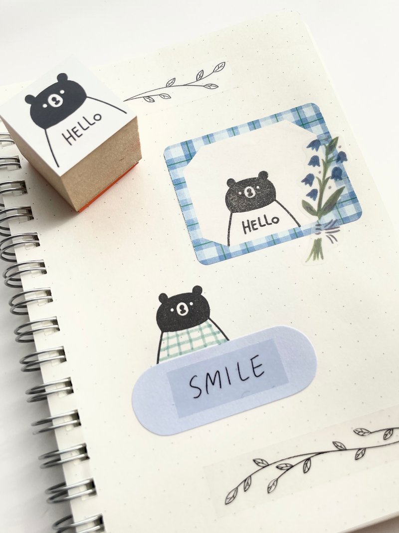 クマTシャツ　Hello - 印章/印台 - 橡膠 白色