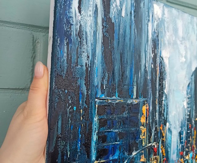 海外アーティスト 油絵 ニューヨーク市オリジナルアート油絵アートワークインパスト