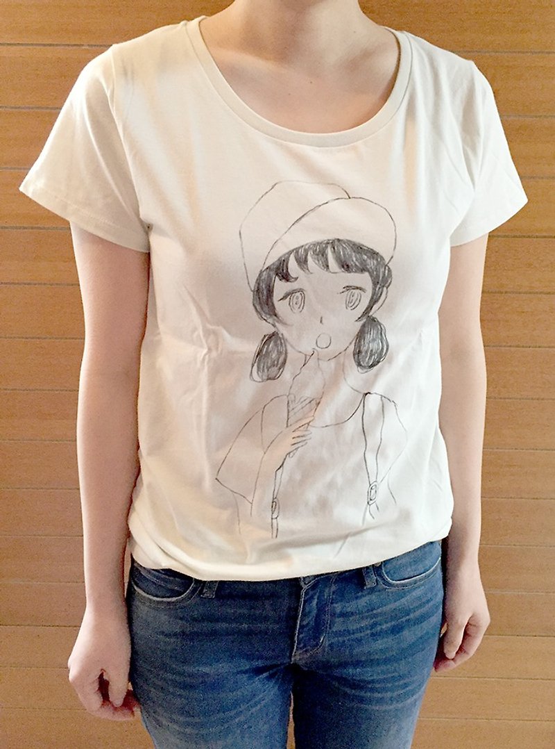 My favorite thing is soft-serve ice cream T-shirt - เสื้อผู้หญิง - ผ้าฝ้าย/ผ้าลินิน ขาว