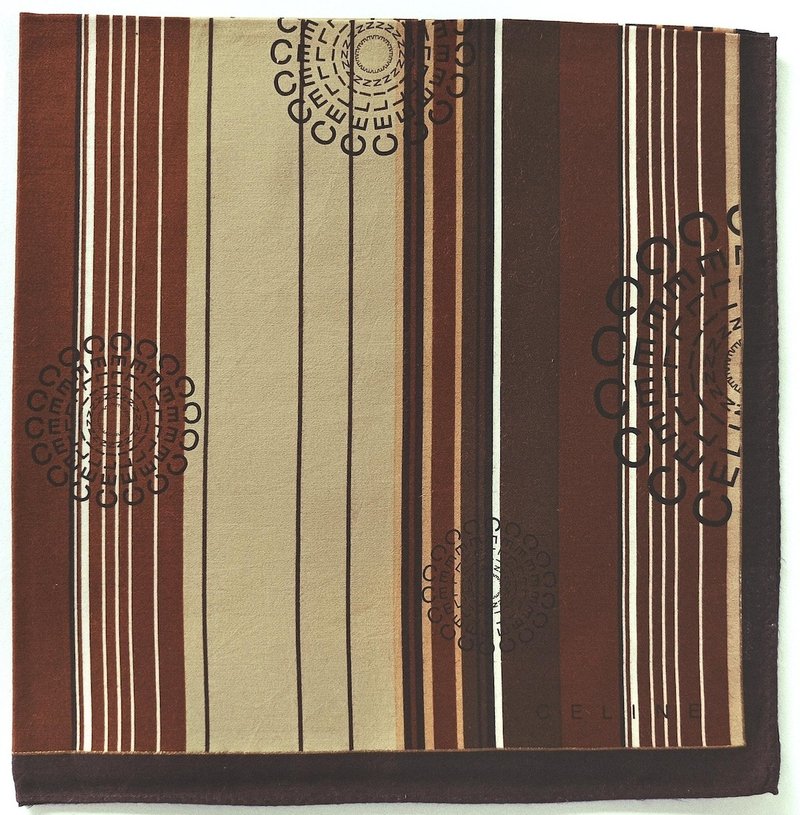 Celine Vintage Handkerchief Pocket Square Brown 20 x 19.5 inches - 手帕 - 棉．麻 卡其色