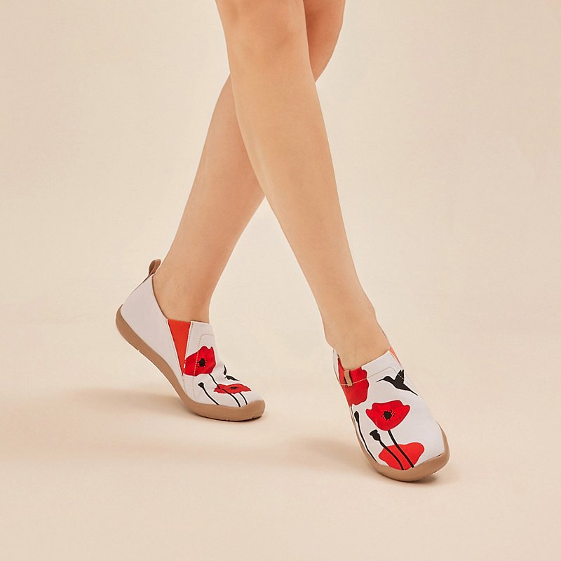 【 Uin 】西班牙原創設計 | 蜂鳥紅花 彩繪休閒 女鞋 - 女休閒鞋/帆布鞋 - 其他材質 多色