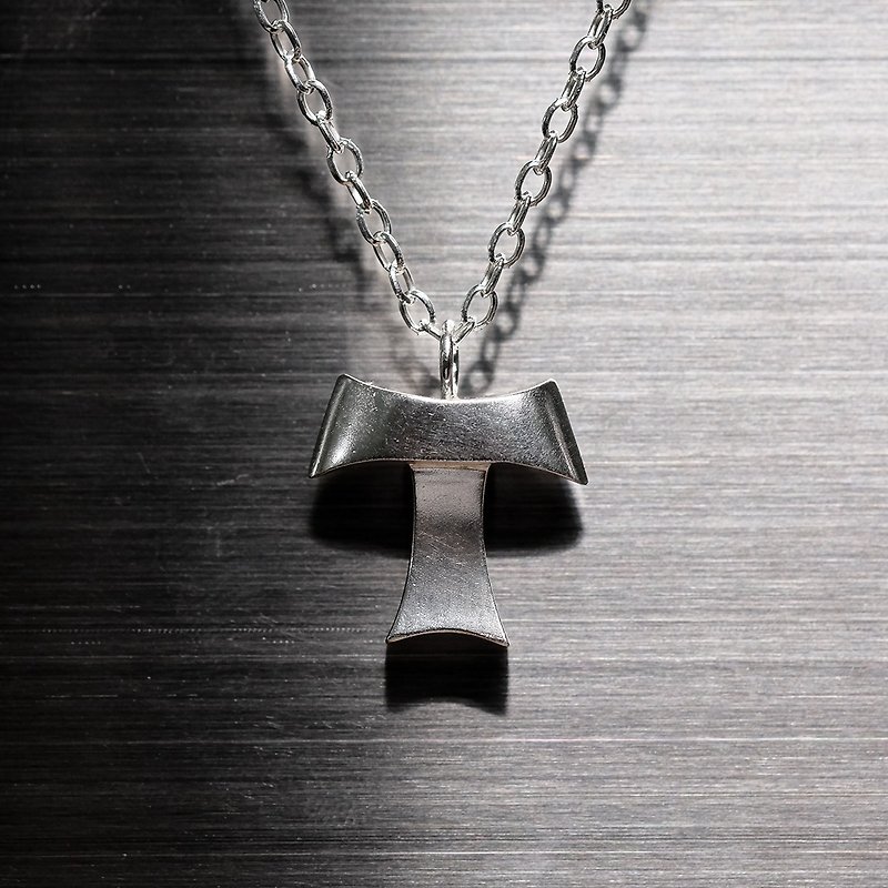 เงิน สร้อยคอ สีเทา - T-shaped cross [necklace, 925 Silver]