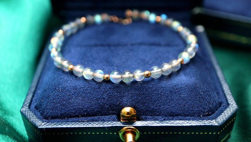 [Fan Xing] Grey Moonstone Bracelet Hand-wound 14k Gold Note Can Be Customized