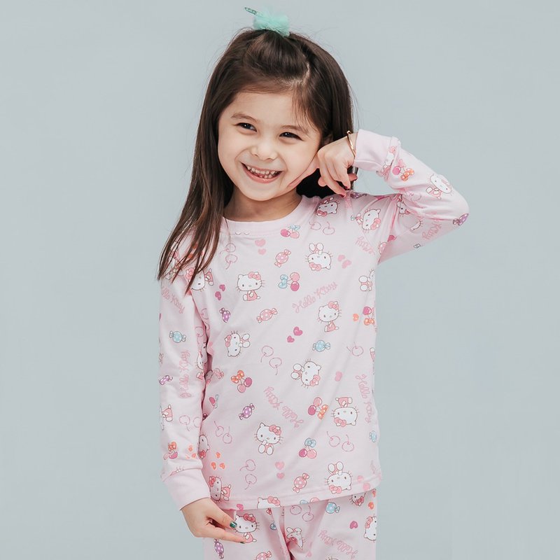 【ONEDER】Sanrio Hello Kitty Cotton Long-sleeved Set Taiwan Made Children's Pajamas - เสื้อยืด - ผ้าฝ้าย/ผ้าลินิน 