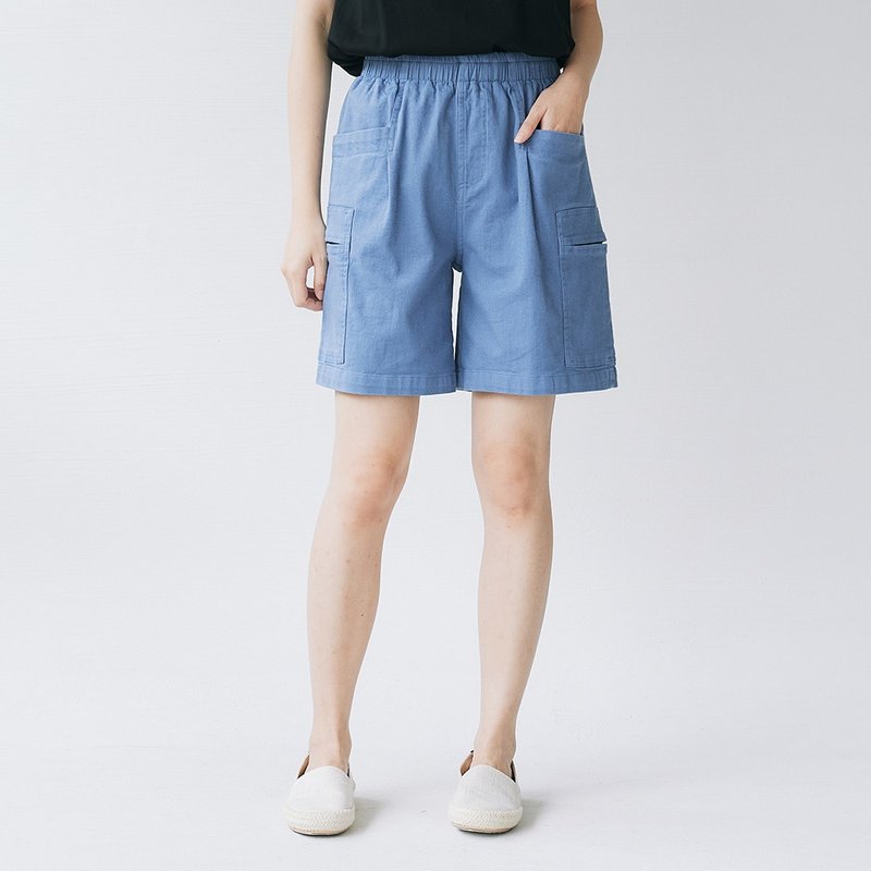 【Simply Yours】Side Pocket Casual Shorts Blue F - Women's Shorts - Cotton & Hemp Blue