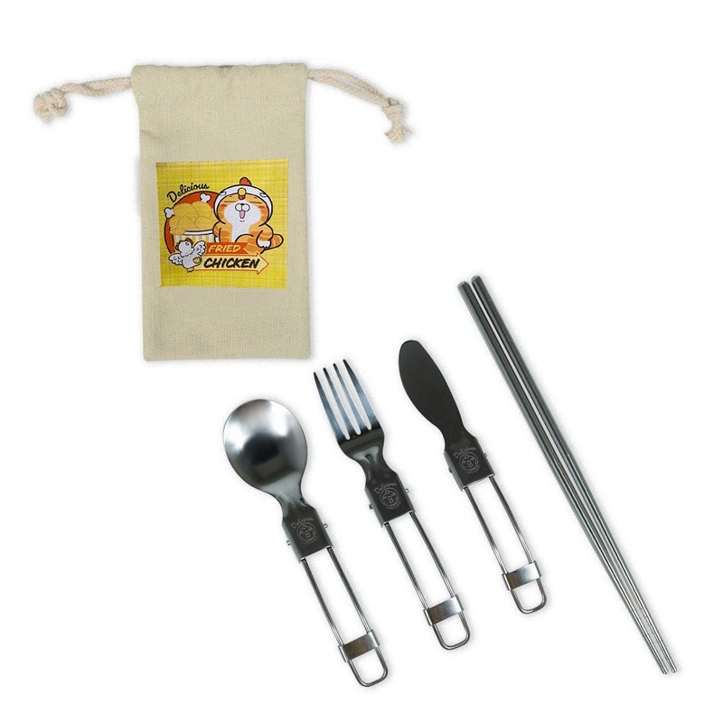 White Rotten Cat Picnic Series- Stainless Steel Cutlery Set - ช้อนส้อม - สแตนเลส หลากหลายสี