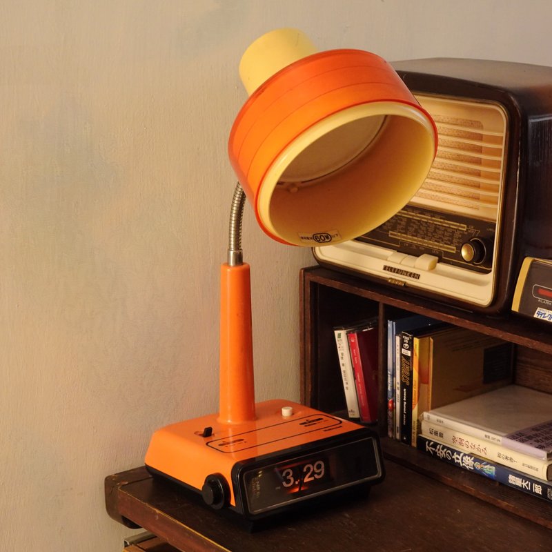 Panasonic National Japan-made orange flip clock table lamp Showa retro - โคมไฟ - พลาสติก หลากหลายสี