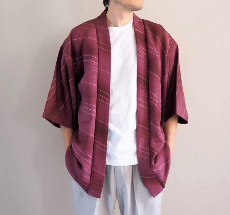 Purple Stripe Kimono Jacket, Silk Haori, Japan Fashion, Japan Vintage Kimono