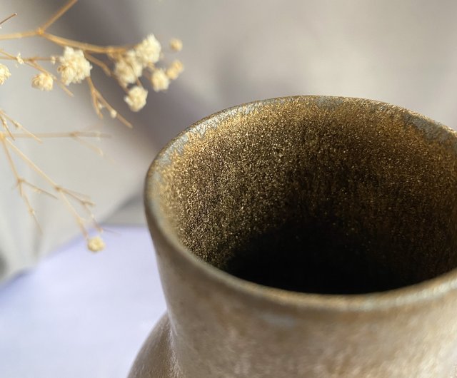 x金属釉薬x12cm手作り陶器花瓶花花瓶本物の花瓶不滅の花瓶