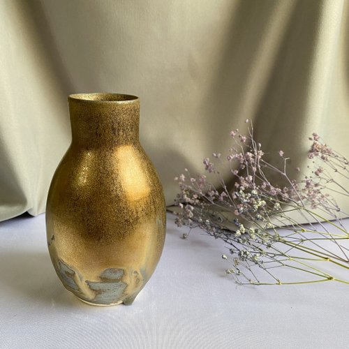 x金属釉薬x12cm手作り陶器花瓶花花瓶本物の花瓶不滅の花瓶