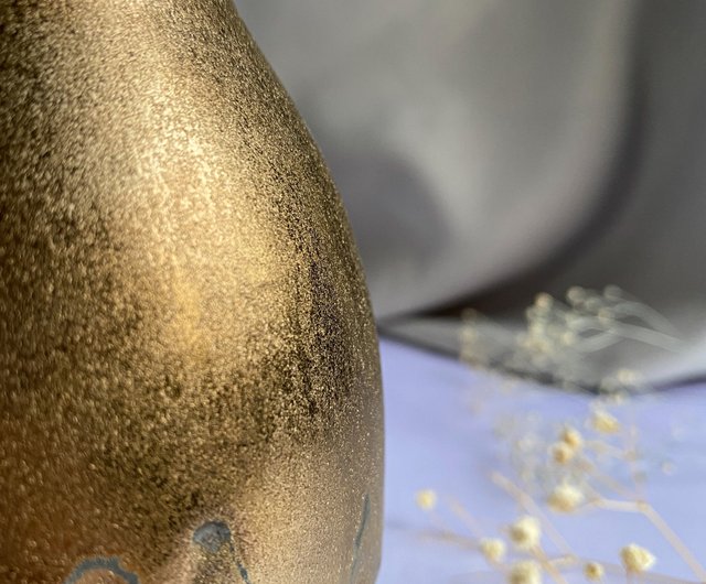 x金属釉薬x12cm手作り陶器花瓶花花瓶本物の花瓶不滅の花瓶