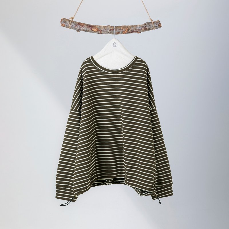 Wide striped knitted top - Women's Tops - Cotton & Hemp Brown