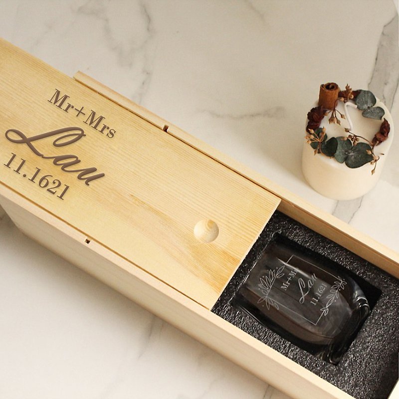 【Customized】Wedding gift | Customized surname whisky pair gift box - Cups - Glass 