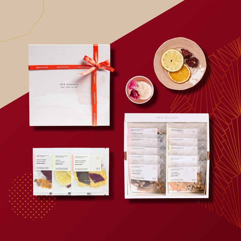 Recommended gifts [Fruit Flower Scent Gift Box] Herbal Tea/Fruit Tea/Dried Fruit Water Tea Bag Gift Box - ชา - อาหารสด สึชมพู