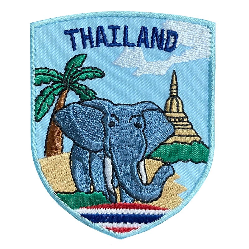泰國 大象 地標電繡刺繡布章 貼布 布標 燙貼 徽章 肩章 識別章 - 襟章/徽章 - 繡線 多色
