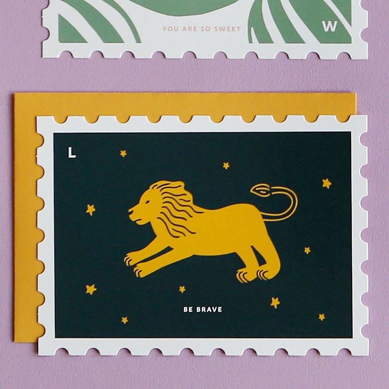 郵票造型卡片信封組-12 勇敢,E2D13356 - 心意卡/卡片 - 紙 黑色