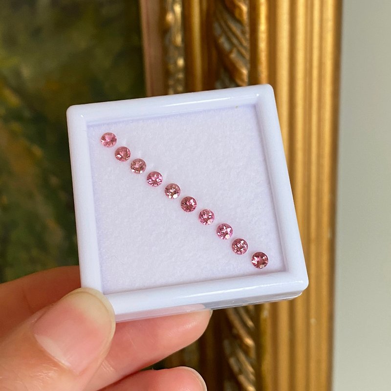 [Stone] Tourmaline 3mm Round Gemstone - Necklaces - Gemstone Pink