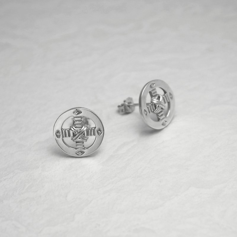 เงินแท้ ต่างหู สีเงิน - 925 silver medicine wheel earrings