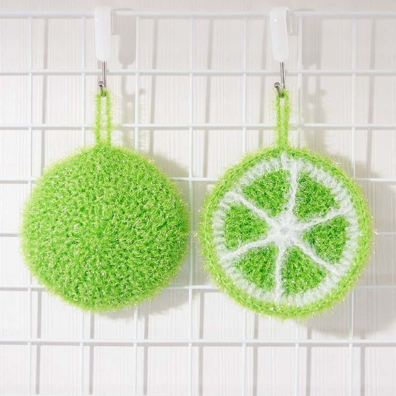 Hand-woven double-layer lemon dish towel green melon cloth brush pot artifact - Other - Polyester Green