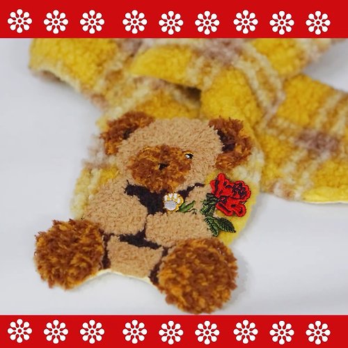 塔夢島TataMomo 羊絨小熊可愛日系圍巾圍脖聖誕禮物