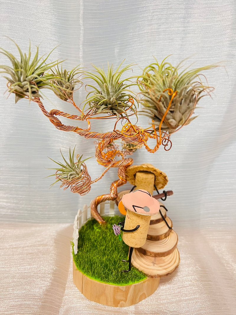 創意空鳳架  樹下告白情侶款 辦公室 桌上展示 - 盆栽/植栽 - 木頭 咖啡色