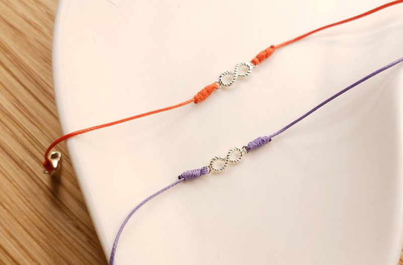 知心密語 麻花無限銀質編織手鍊 顏色可訂製 客製化禮物 - 手鍊/手環 - 純銀 紫色
