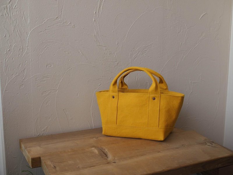 With lid only Tote S mustard - Handbags & Totes - Cotton & Hemp Yellow