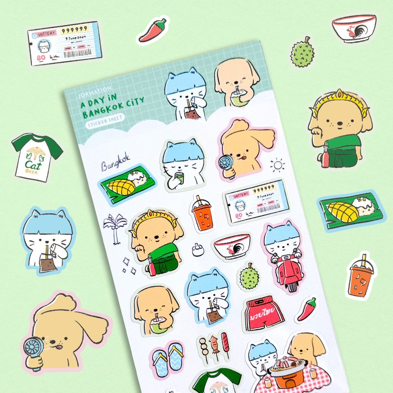 A Day In Bangkok City Sticker Sheet - 貼紙 - 防水材質 