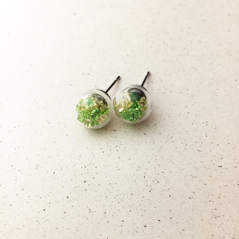 Glass Ball Earrings-Tricia - Earrings & Clip-ons - Glass Green