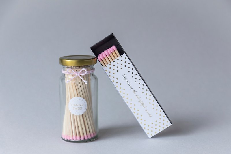 Long match glass canned combination: 1 can + 1 box - light pink (also available in black / red) - Fragrances - Wood 