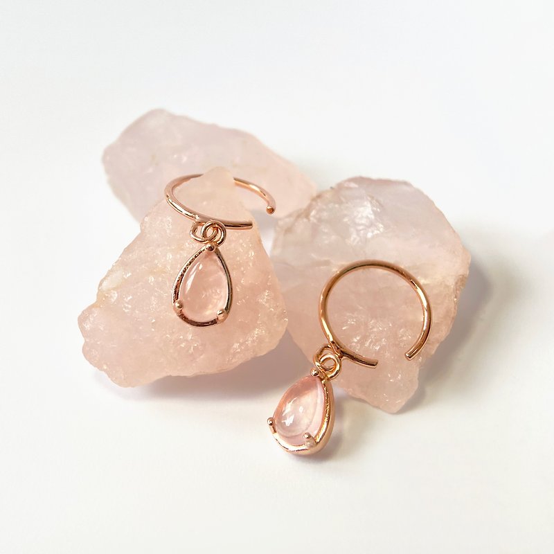 15% off for 2 pieces | Brazilian Rose Quartz Sterling Silver Earrings (Hibiscus Pink) - Earrings & Clip-ons - Sterling Silver 
