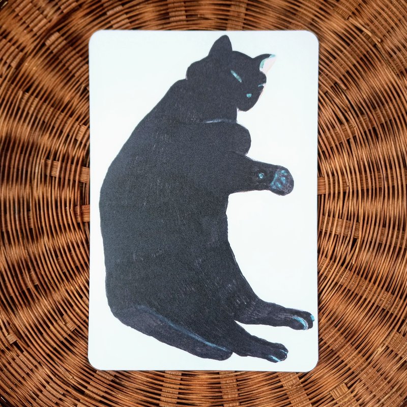 ポストカード　黒猫　角丸　くろねこ　ねこ　ネコ　猫 - 卡片/明信片 - 紙 黑色