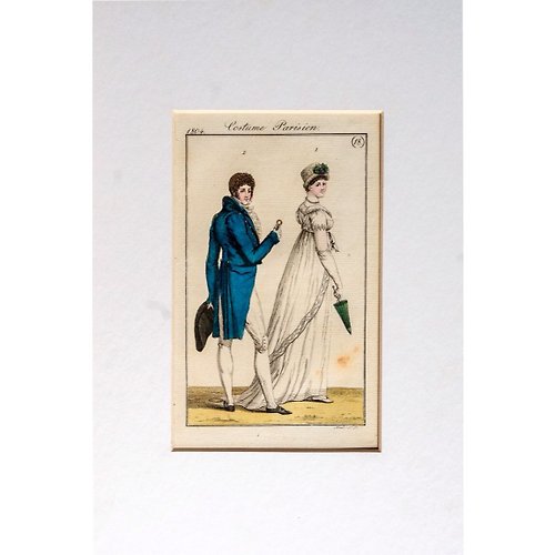 Home + Art 愛戀古物 法國百年時尚插圖 - 拿破崙時期的帝國式腰線 02 - 版畫掛畫