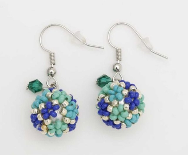 Popular pre-order] Colorful spring blooming flower ball beaded earrings (5  colors) IARZ4103 - Shop Saibaba Ethnique Earrings & Clip-ons - Pinkoi