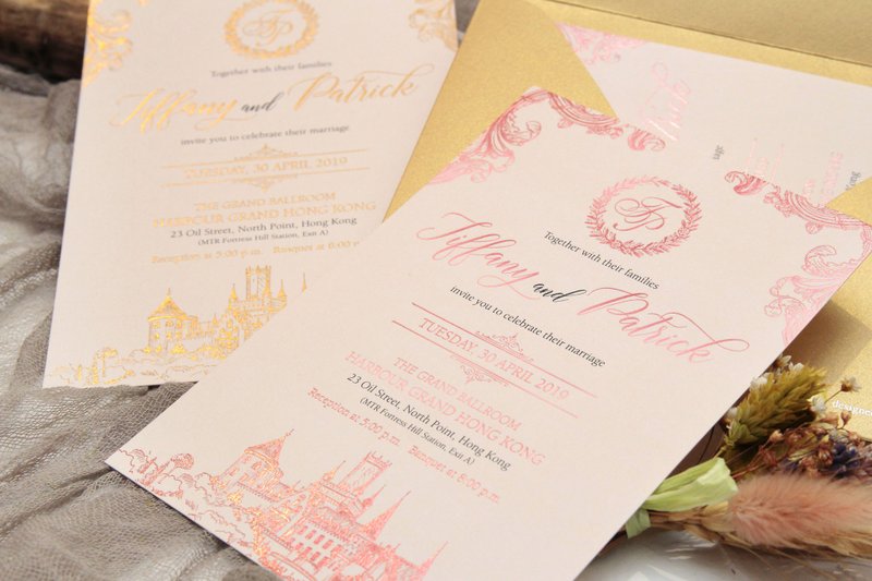 Unique wedding invitation design royal castle PP original - การ์ดงานแต่ง - กระดาษ 