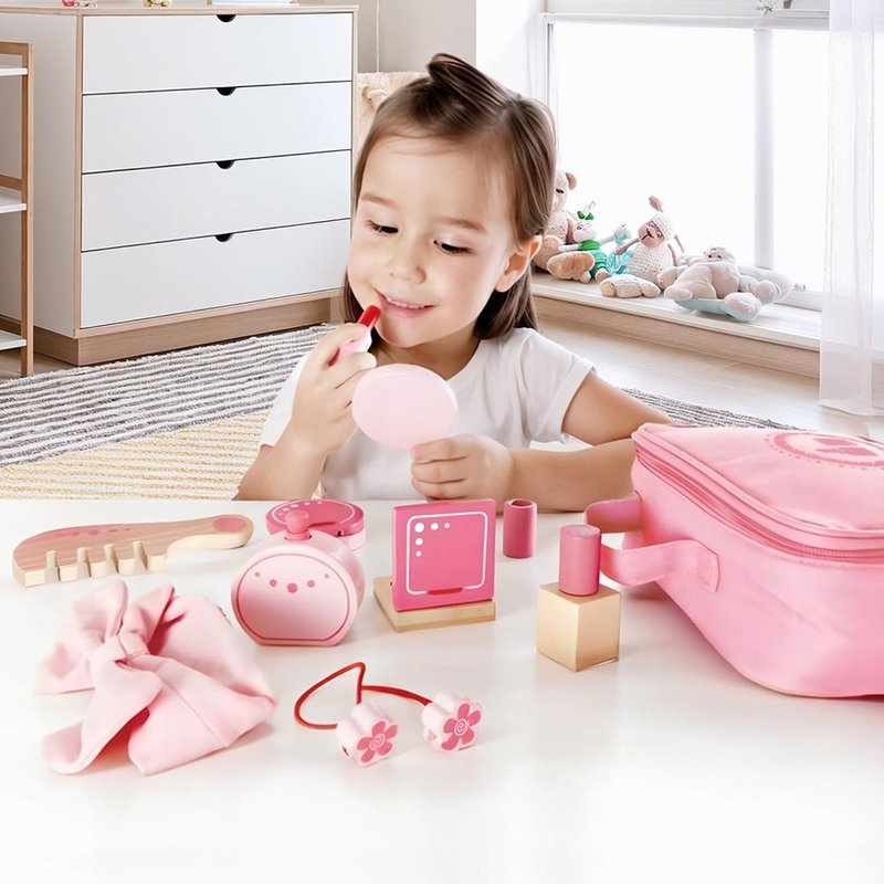 [Christmas Gift] German Hape Pink Cosmetic Bag Jiajiajiu Toy Set - Kids' Toys - Wood Multicolor