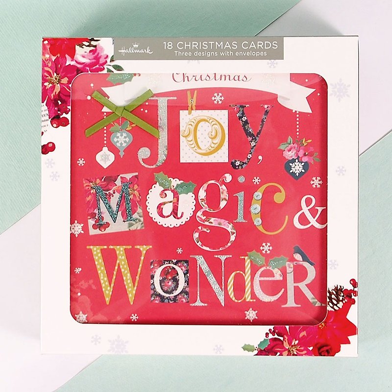 ユニークな英語のアルファベットのクリスマスボックスカード3つのモデルの合計18 [ホールマークカードクリスマスシリーズ] - カード・はがき - 紙 レッド