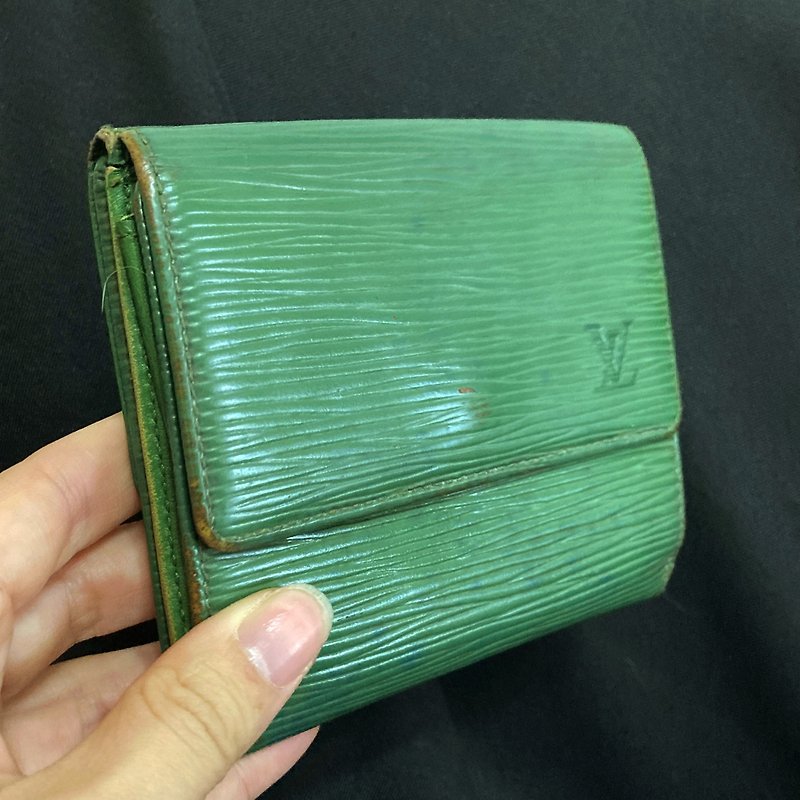 LOUIS VUITTON LV 綠色 EPI 水波紋 古董皮夾 古董包 vintage - 銀包 - 其他材質 綠色