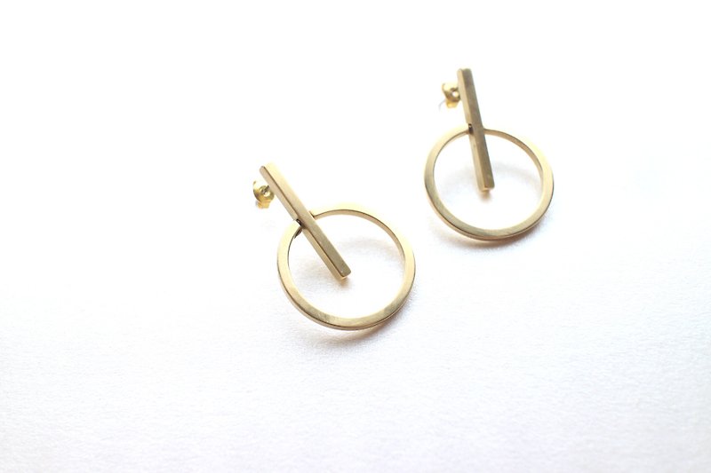 平衡感- 黃銅耳環-可改夾 - 耳環/耳夾 - 其他金屬 金色