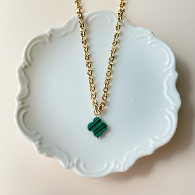 malachite necklace - 項鍊 - 不鏽鋼 綠色