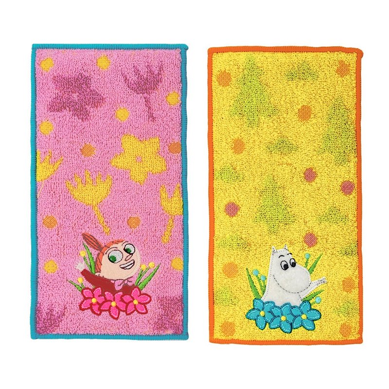 日本丸真 Moomin 口袋小毛巾二入組 繽紛花朵 - 毛巾/浴巾 - 其他材質 