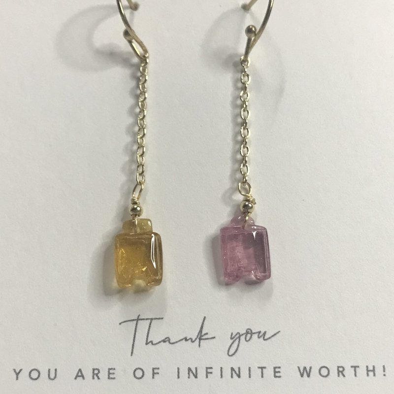 招財旺夫水晶I碧璽電氣石Tourmaline14K耳環I高淨糖果I情人節禮物 - 耳環/耳夾/耳骨夾 - 水晶 