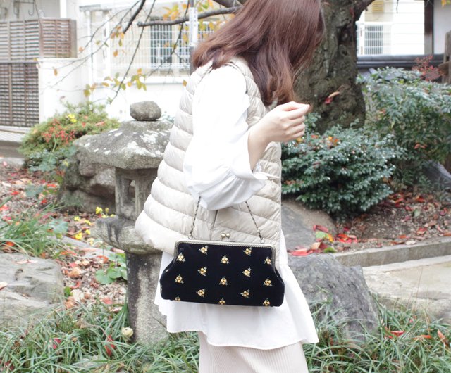 【新品未使用】m.soeur お花がたくさんガマ口バッグ オーダーメイド】ふた付がま口バッグ | オーダーも可能ながま口