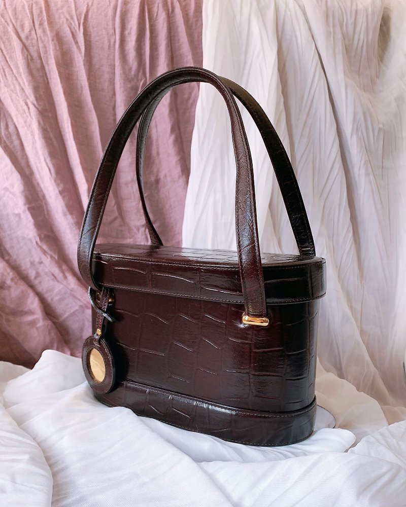 [Secondary Bag Vintage] Junko Shimada Coffee Bean Embossed Box Antique Bag丨Portable
