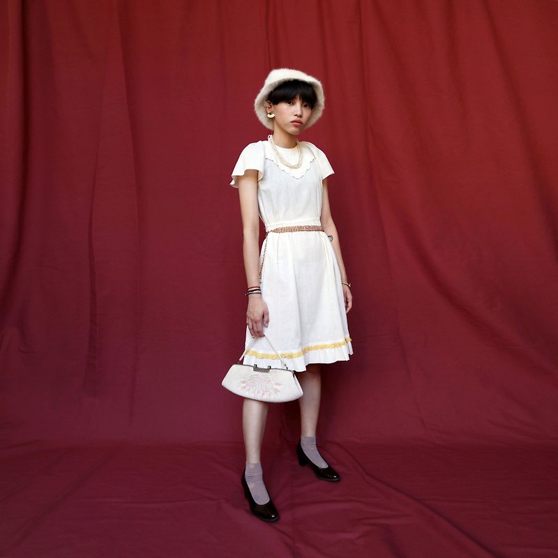 Pumpkin Vintage. Vintage Round Neck Lace Dress - One Piece Dresses - Cotton & Hemp 