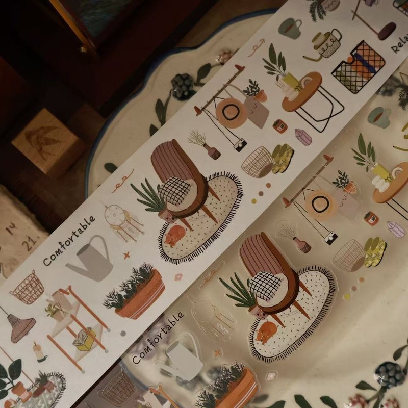 半日閒居  鹽系輕復古可愛PET 和紙膠帶 - 紙膠帶/和紙/PET - 其他材質 多色