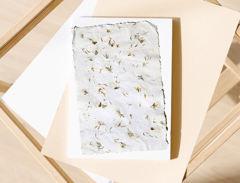 Original pressed flower art Handmade paper Botanical decor Dried plant artwork