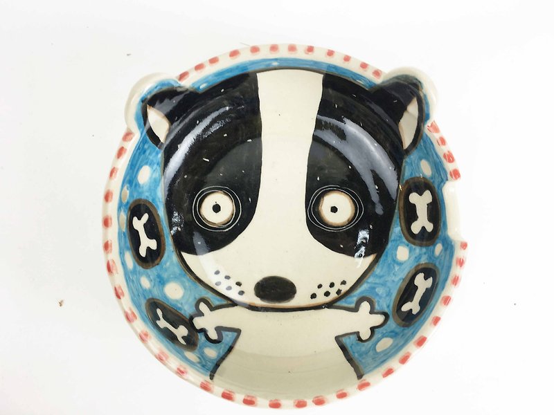 Nice Little Clay handmade shallow bowl cute dog 02011-04 - Bowls - Pottery Blue